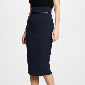 Black Halo Black "Jackie O" High Waisted Belted Pencil Skirt